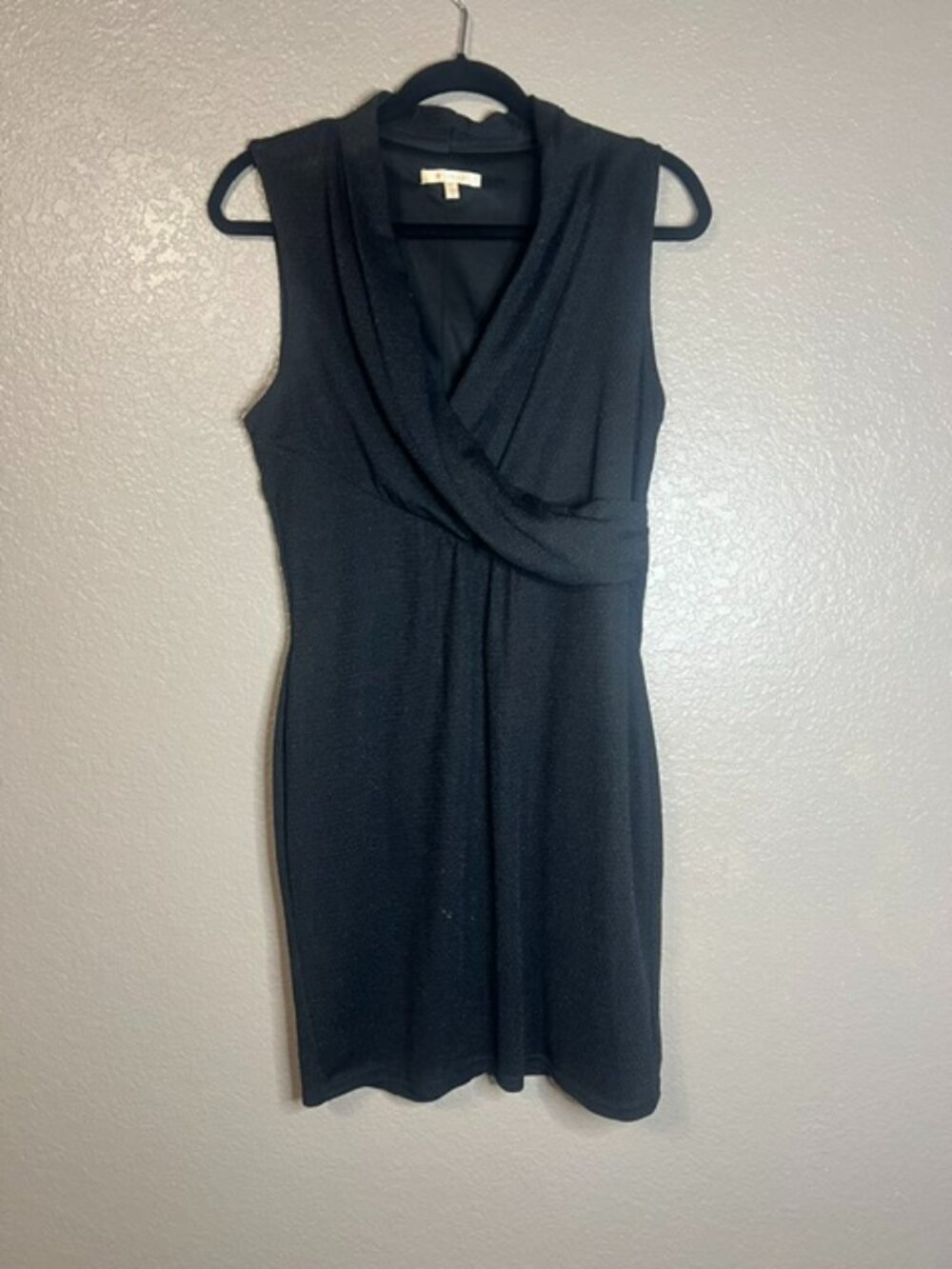 Skies Are Blue Black Draped Cowl Neck Sleeveless Dress M